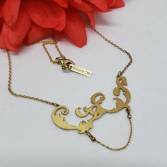 SALE! SHLOMIT OFIR Pendant Chain Necklace Gold Tone Layering Choker - Picture 3 of 12
